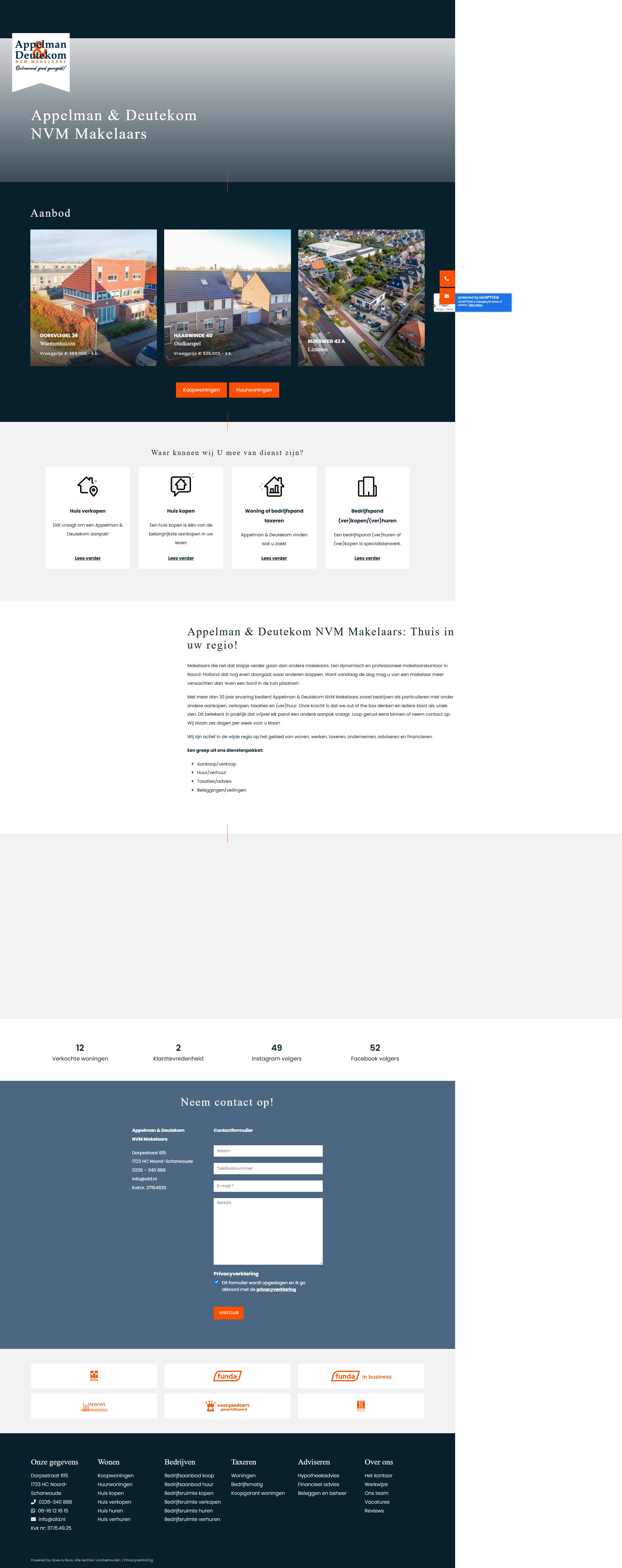 Screenshot der Website von www.a1d.nl