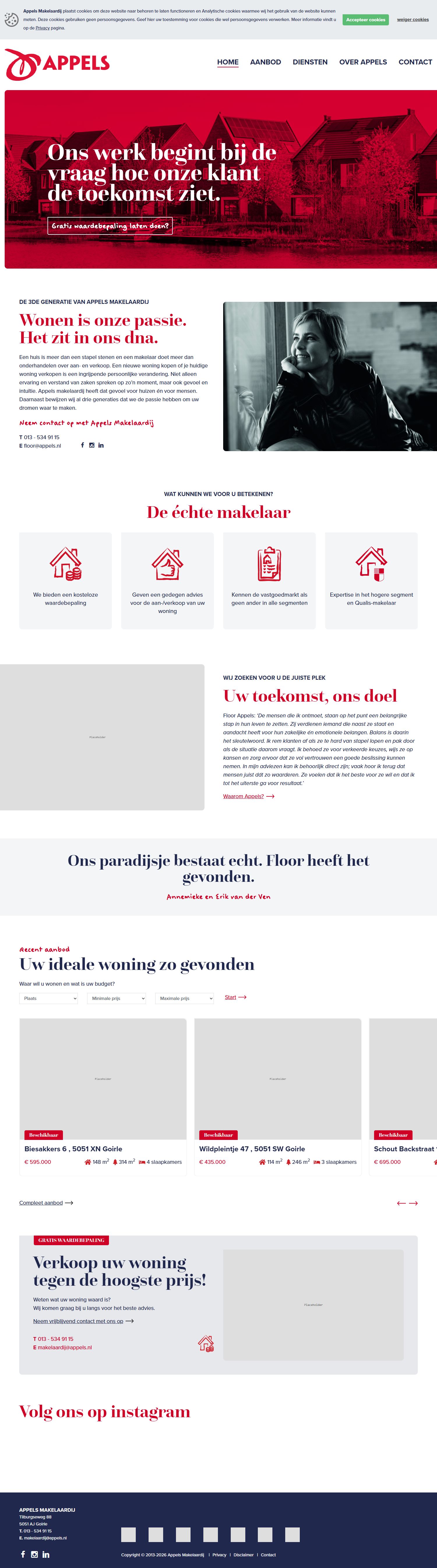 Screenshot der Website von www.appels.nl