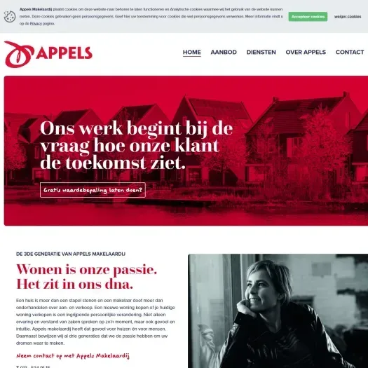 Screenshot van de website van www.appels.nl