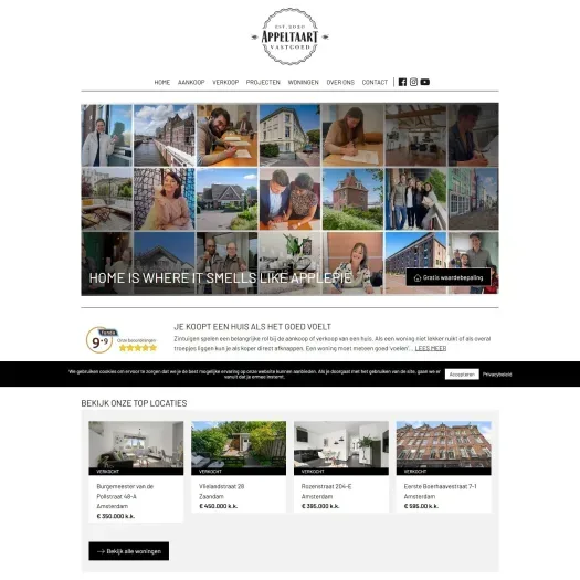 Screenshot van de website van www.appeltaartvastgoed.nl