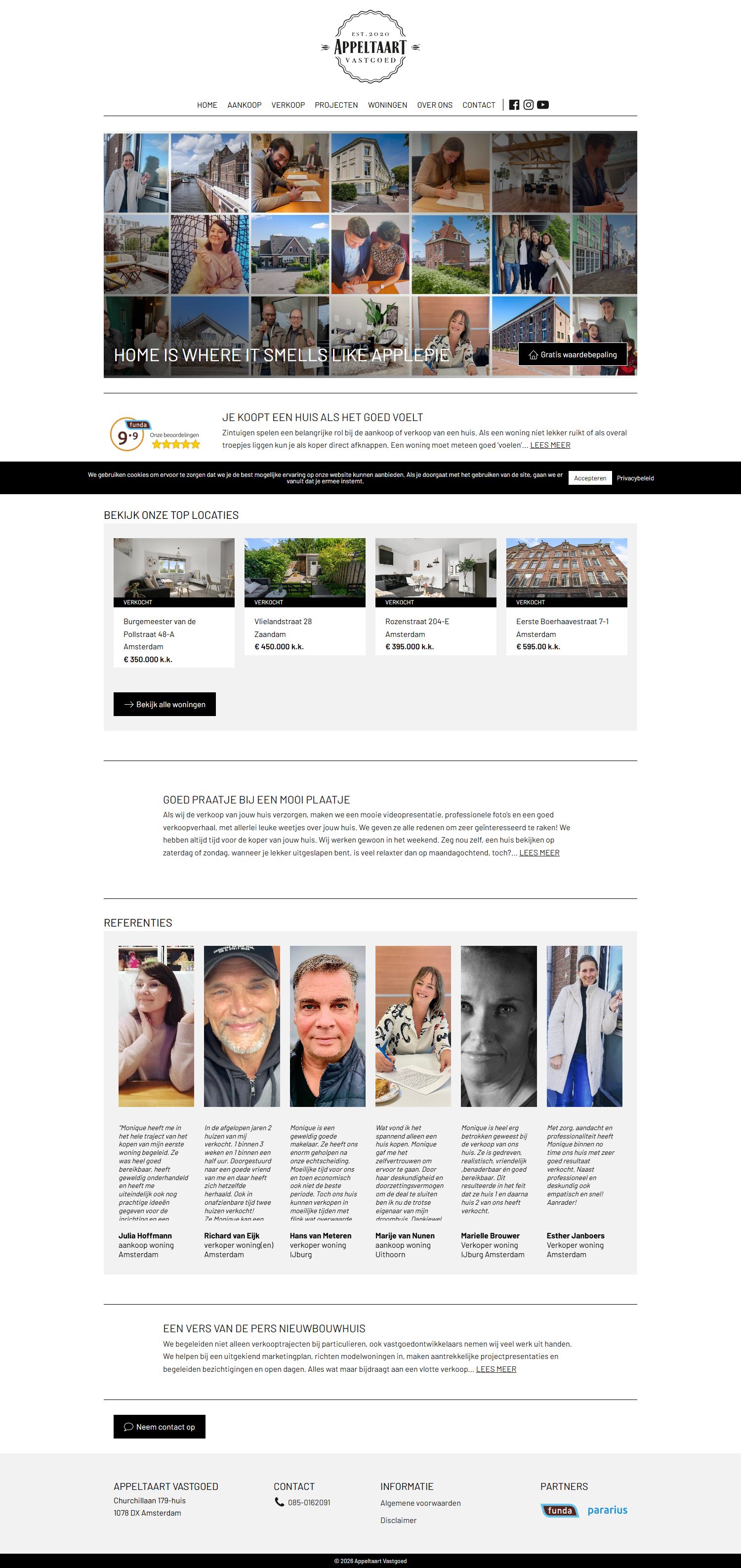 Capture d'écran du site web de www.appeltaartvastgoed.nl