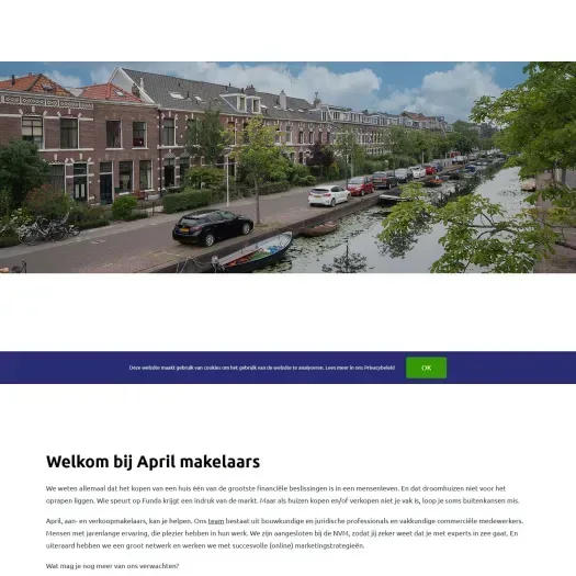 Screenshot van de website van www.aprilmakelaars.nl