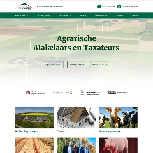 Screenshot van de website van www.arendotten.nl