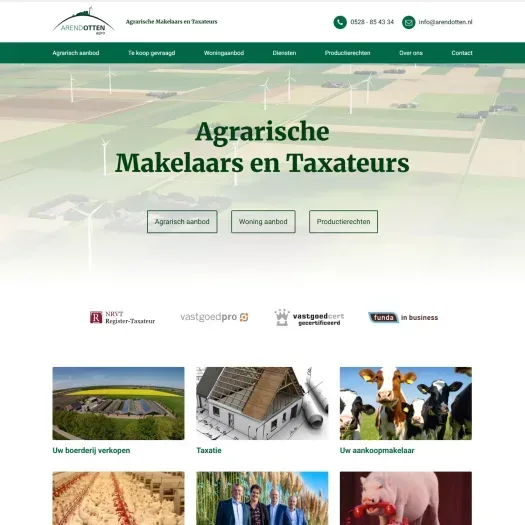 Screenshot van de website van www.arendotten.nl