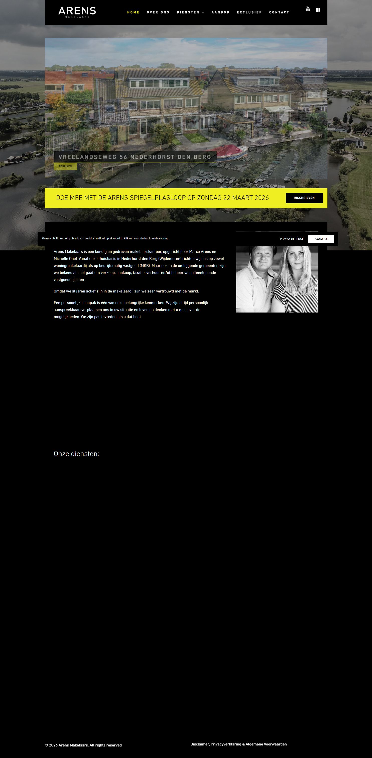 Screenshot der Website von www.arensmakelaars.nl