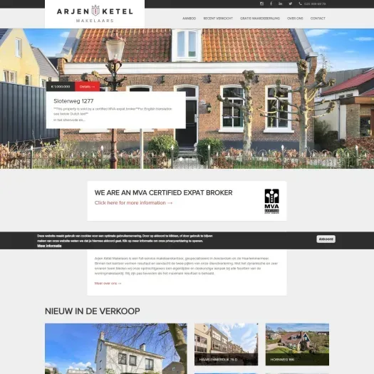 Screenshot van de website van www.arjenketel.nl