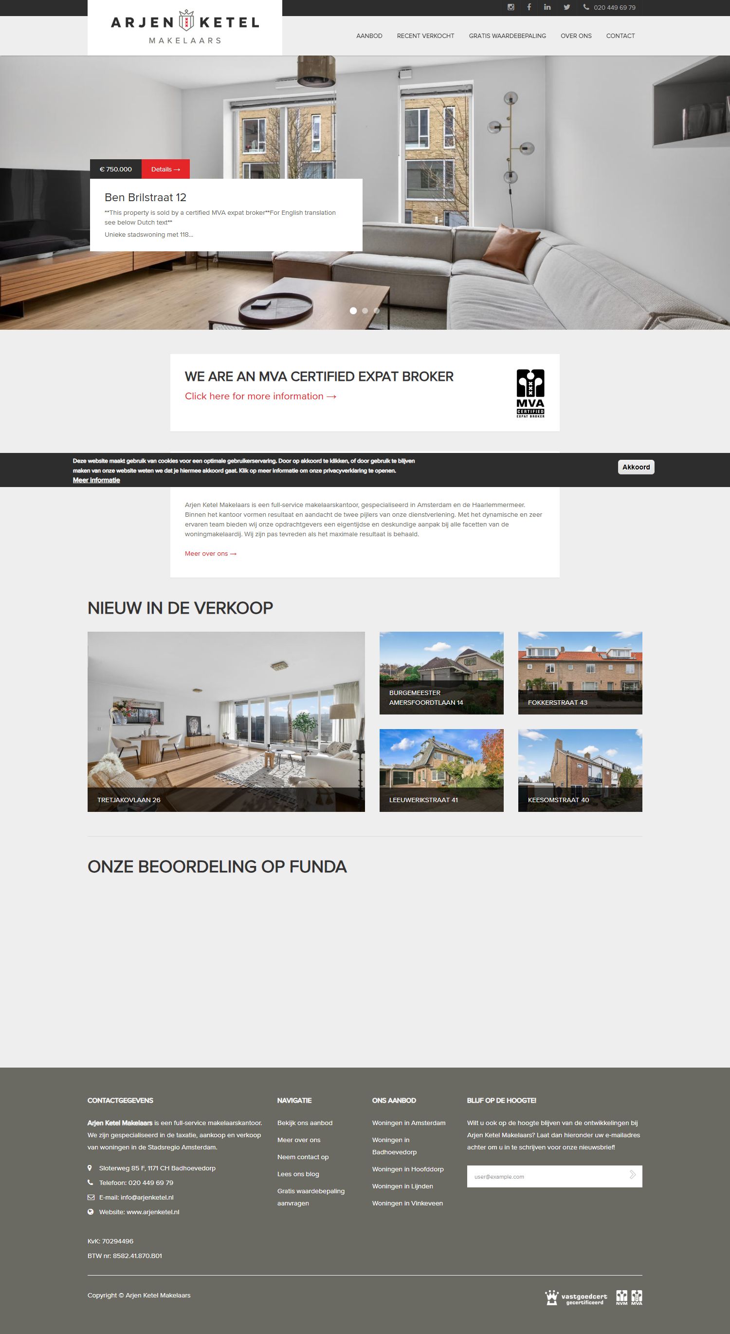 Screenshot of the website of www.arjenketel.nl