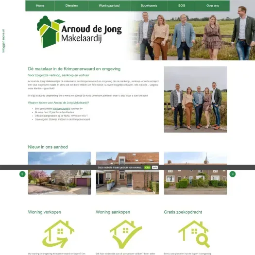 Screenshot of the website of www.arnouddejongmakelaardij.nl