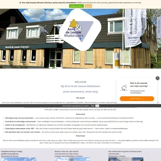 Screenshot van de website van www.arnsdeleeuw.nl