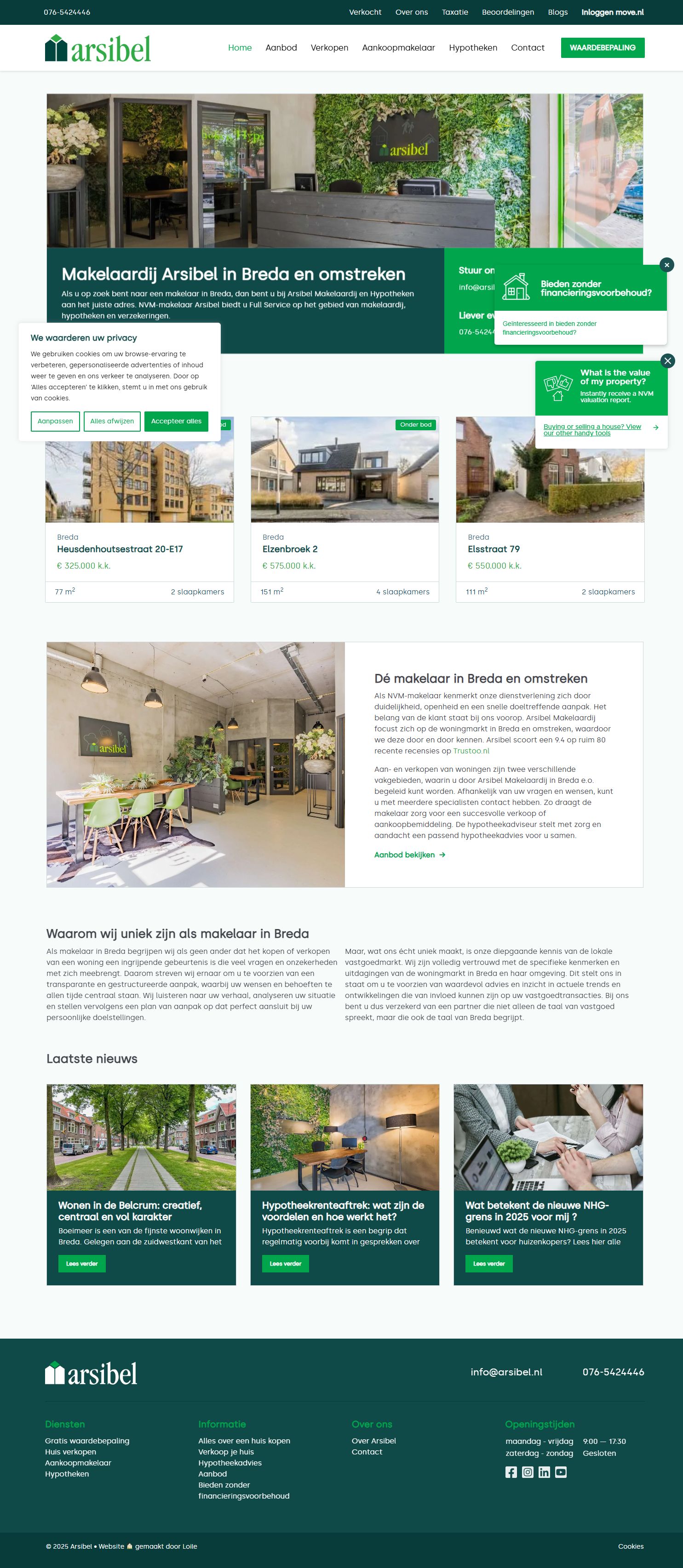 Screenshot der Website von www.arsibel.nl