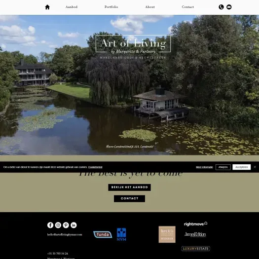 Screenshot van de website van www.artoflivingbymarquiette.com