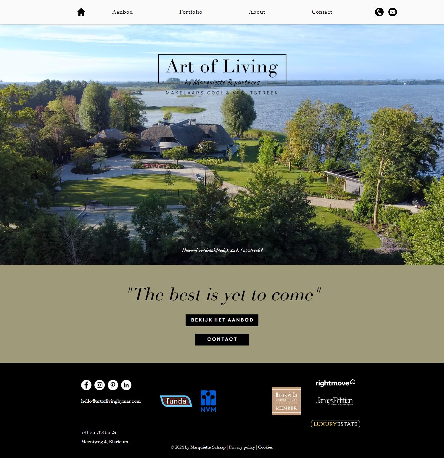 Screenshot der Website von www.artoflivingbymarquiette.com