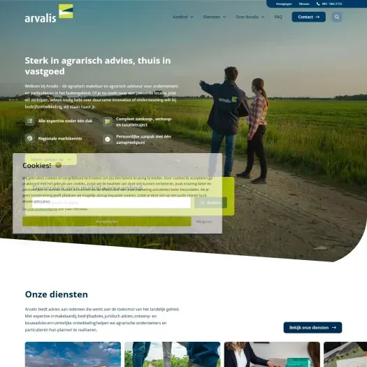Screenshot der Website von www.arvalis.nl