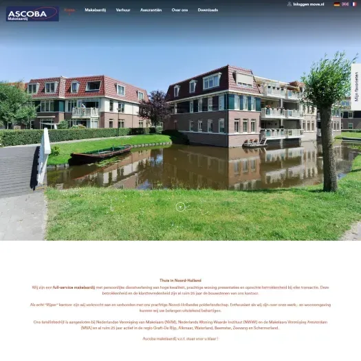 Screenshot van de website van www.ascoba.nl