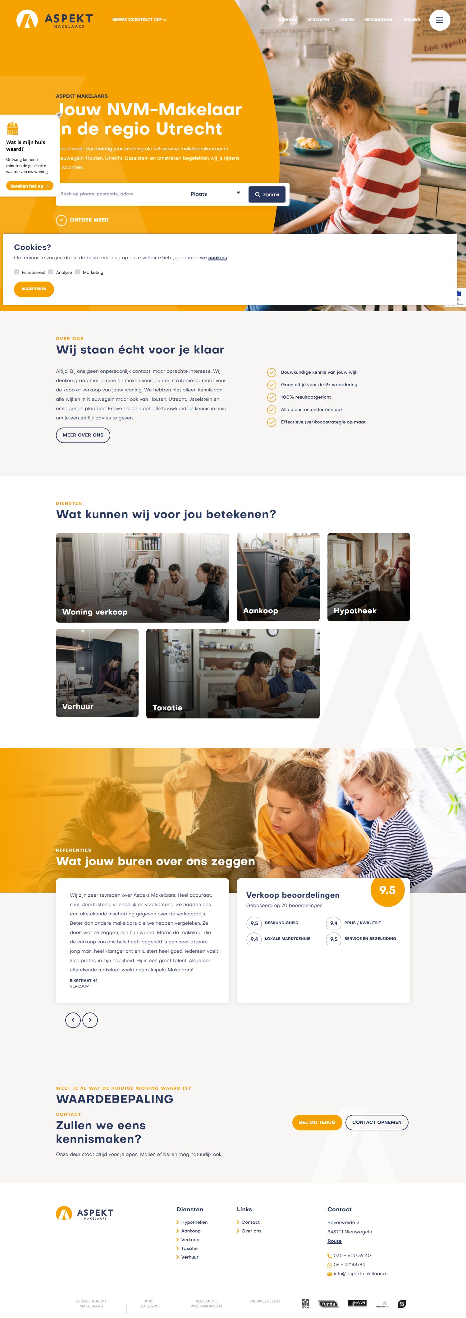 Screenshot der Website von www.aspektmakelaars.nl