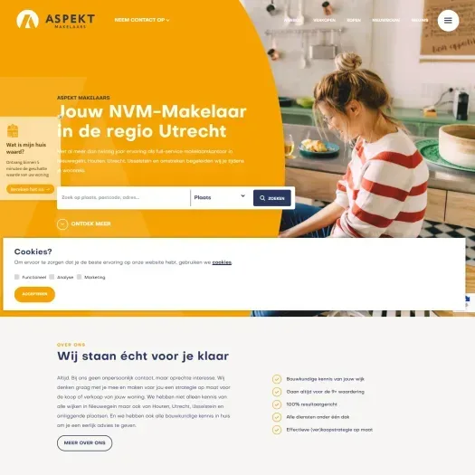 Screenshot van de website van www.aspektmakelaars.nl
