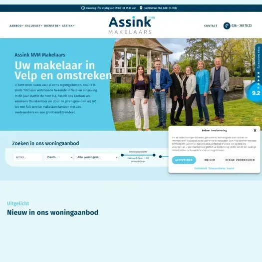 Screenshot der Website von www.assinkmakelaars.nl
