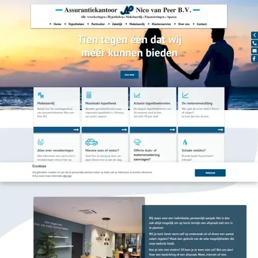 Screenshot van de website van vanpeerassurantien.nl