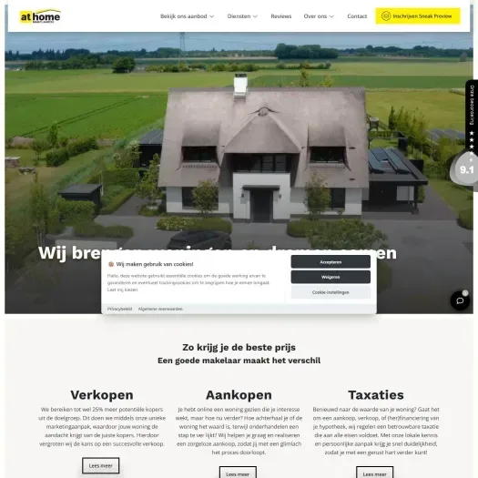 Screenshot of the website of www.athome-makelaardij.nl