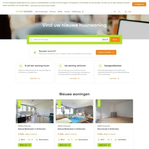Screenshot van de website van athomevastgoed.nl