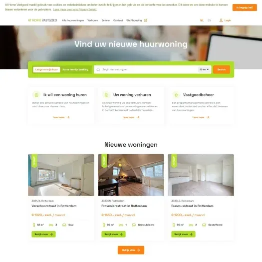 Screenshot der Website von athomevastgoed.nl