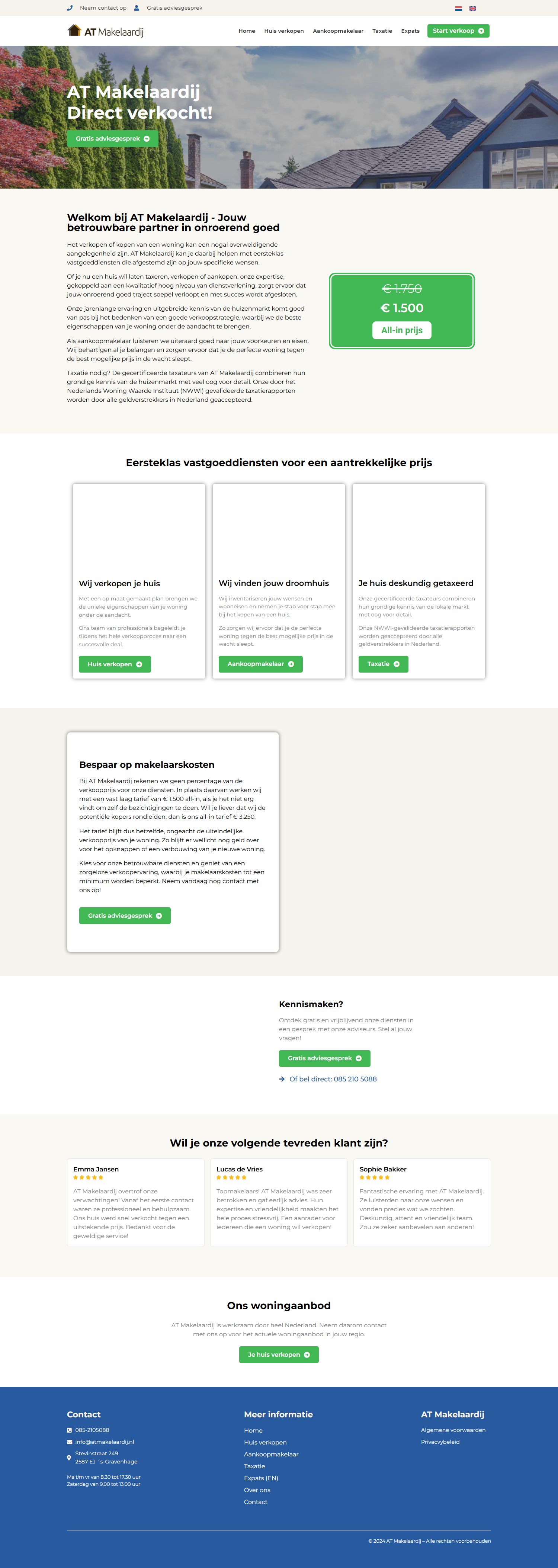 Screenshot of the website of www.atmakelaardij.nl