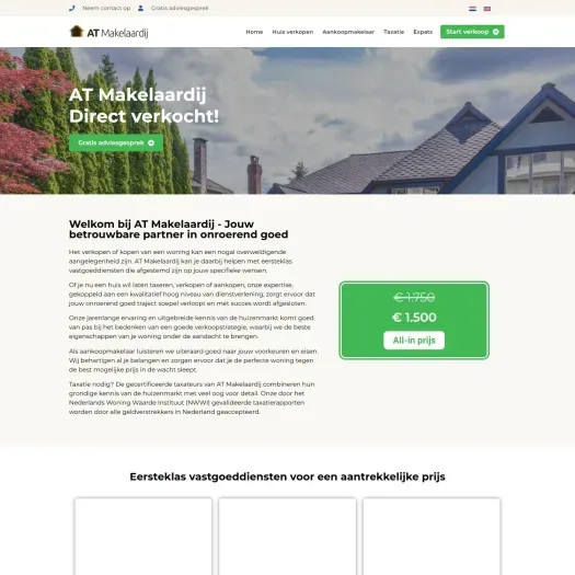 Screenshot of the website of www.atmakelaardij.nl