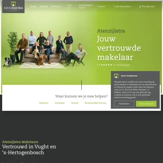 Screenshot of the website of www.atenzijlstra.nl