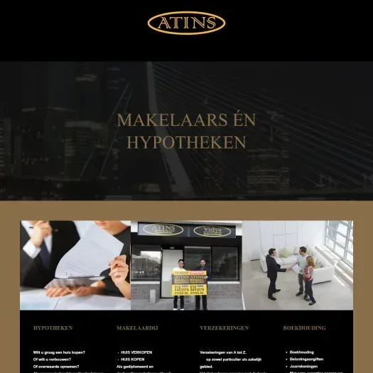 Screenshot van de website van atins.nl