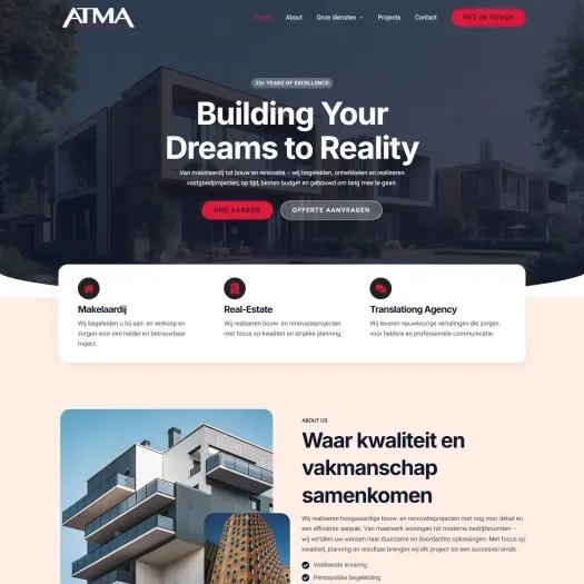 Screenshot van de website van www.atmaenterprise.com