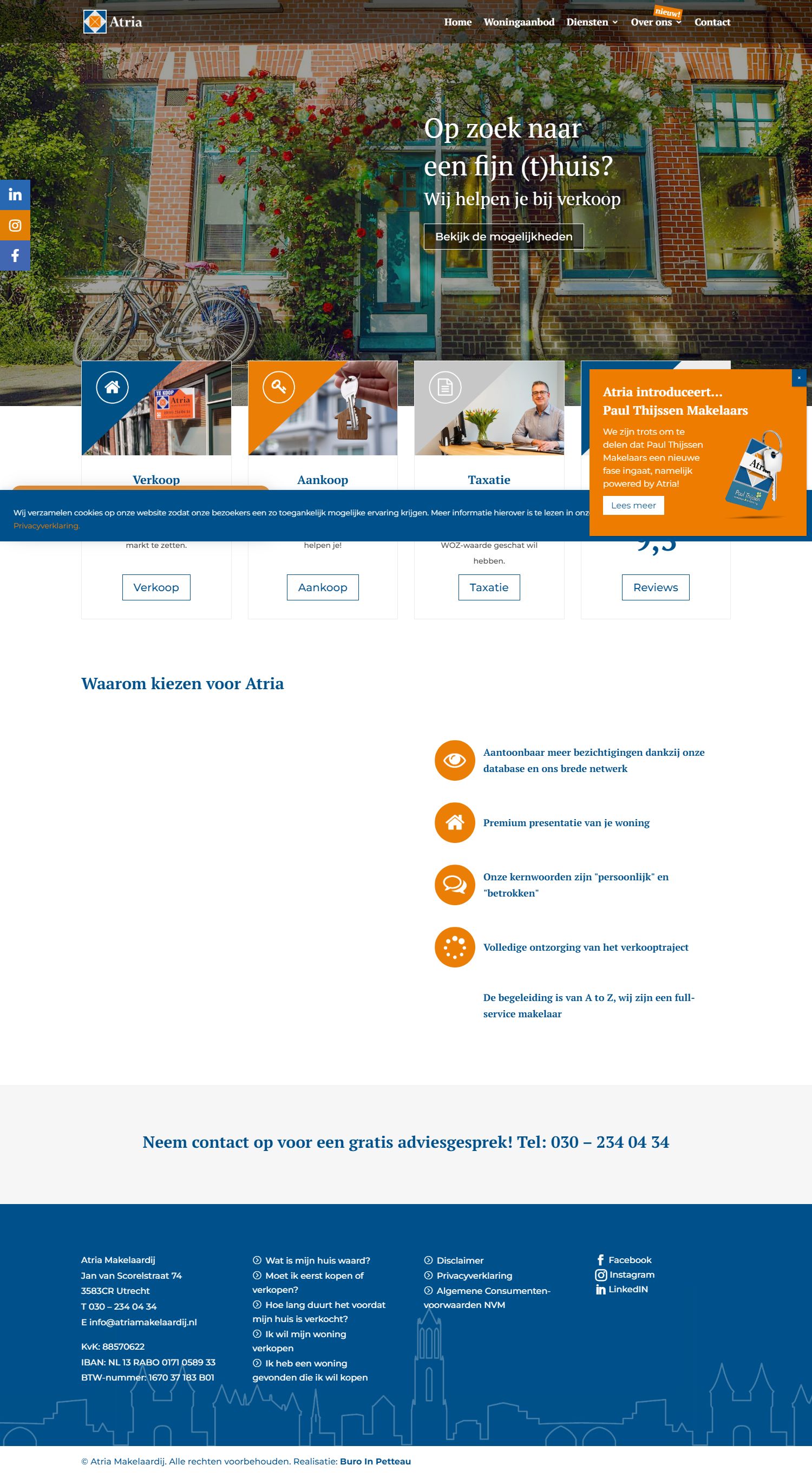 Screenshot of the website of www.atriamakelaardij.nl