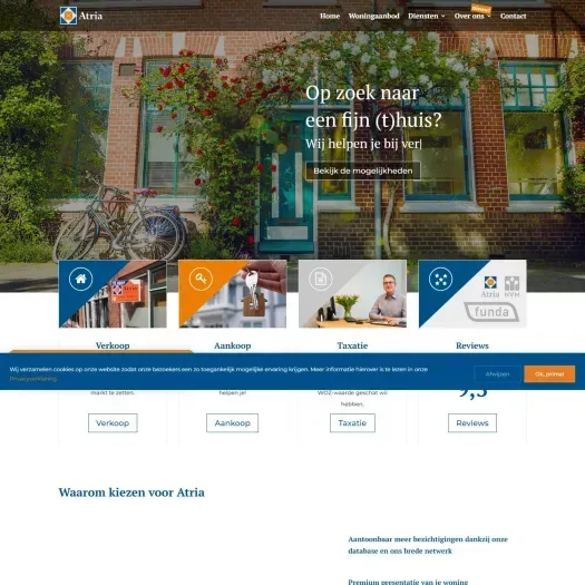 Screenshot van de website van www.atriamakelaardij.nl