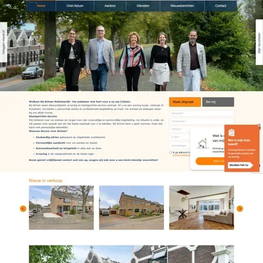 Screenshot van de website van www.atrium-makelaardij.nl
