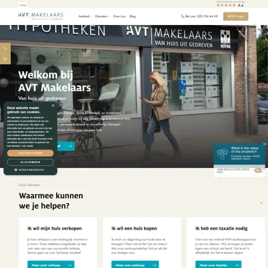 Screenshot of the website of www.avtmakelaars.nl