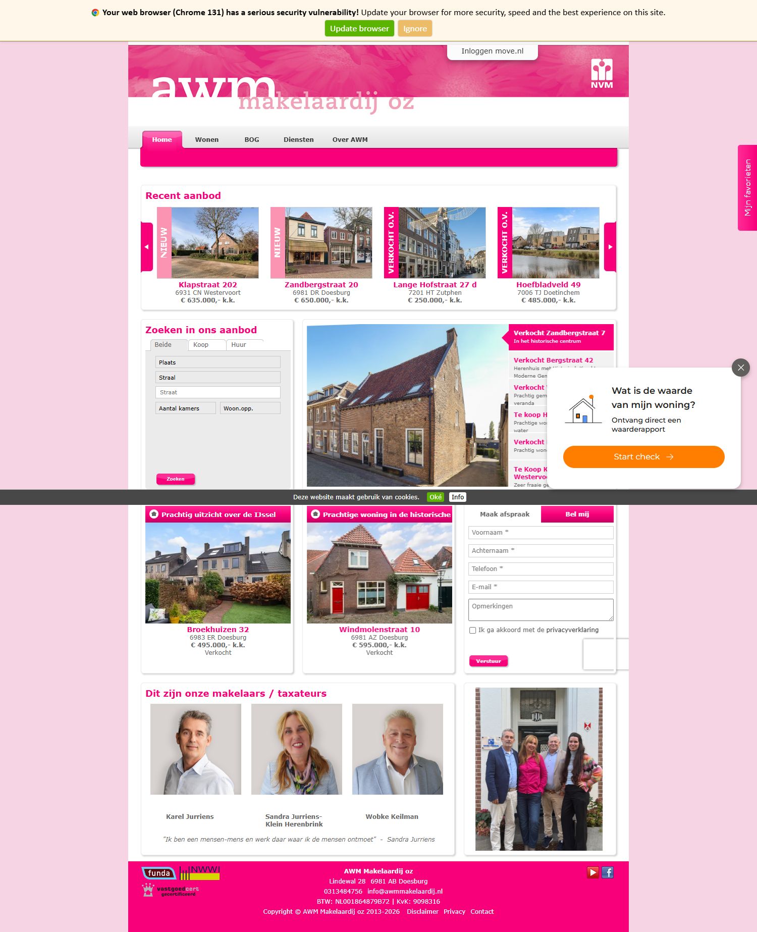 Screenshot der Website von www.awmmakelaardij.nl