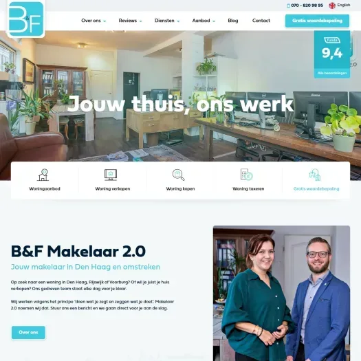 Screenshot van de website van www.bfmakelaar.nl