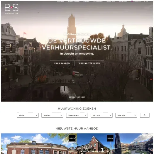 Screenshot van de website van www.bnsrentalservice.nl
