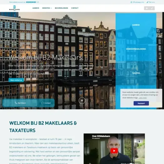 Screenshot van de website van www.b2makelaars.nl