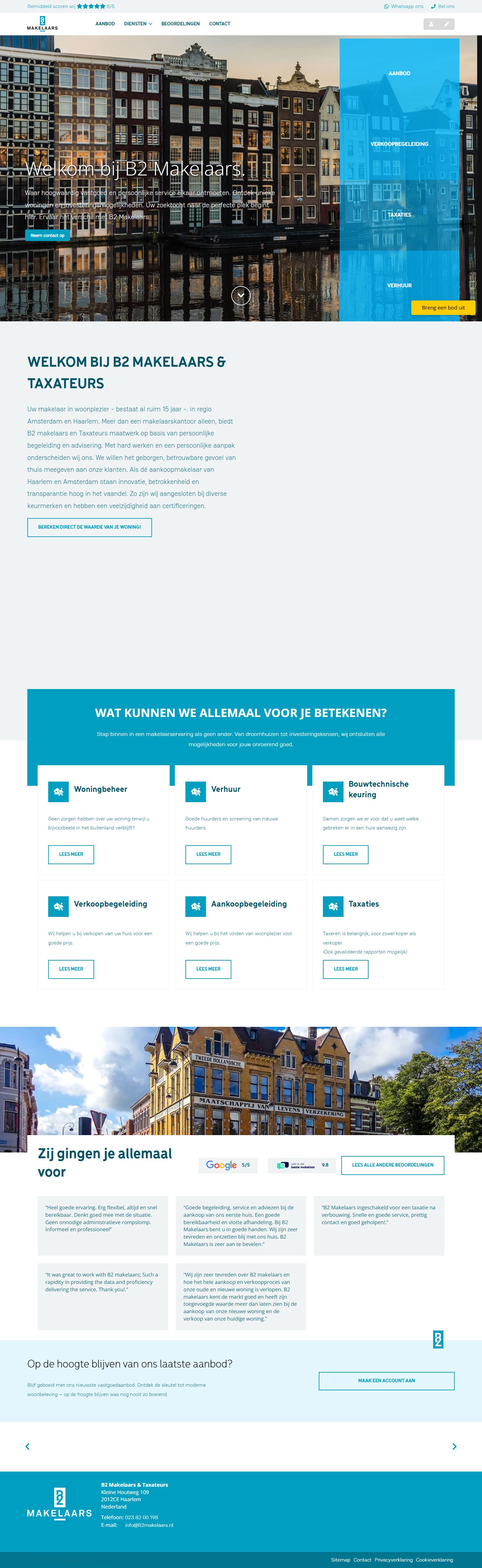 Screenshot der Website von www.b2makelaars.nl