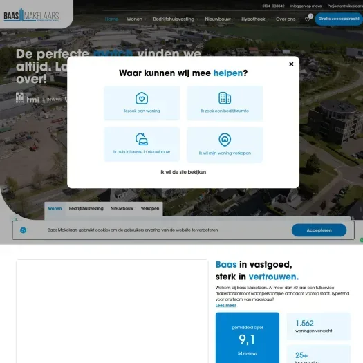Screenshot van de website van www.baasmakelaars.nl