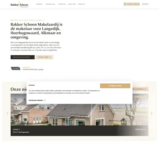 Screenshot van de website van www.bakkerschoon.nl