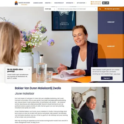 Screenshot van de website van bakkervanduren.nl