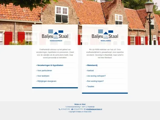 Screenshot of the website of www.baljeuenstaal.nl
