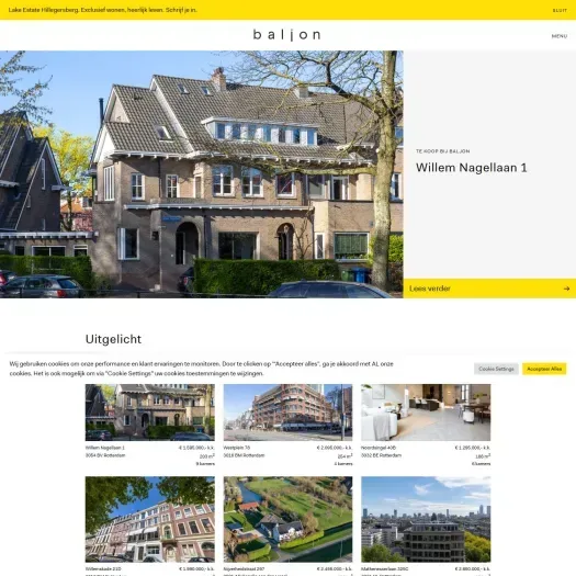 Screenshot van de website van www.baljonmakelaars.nl