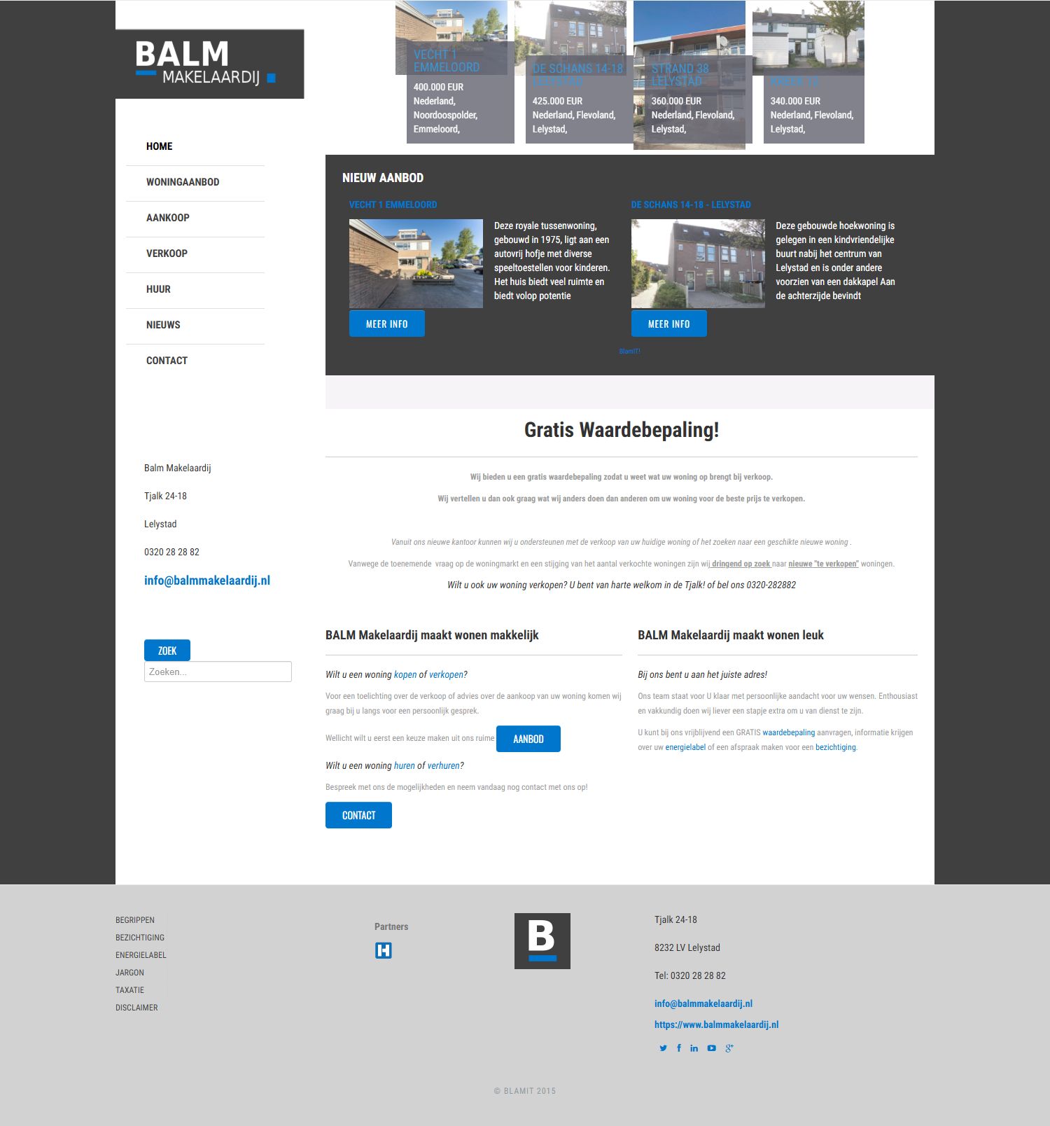 Screenshot of the website of www.balmmakelaardij.nl