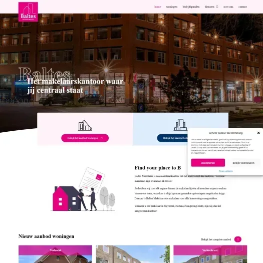 Screenshot van de website van www.baltesmakelaars.nl