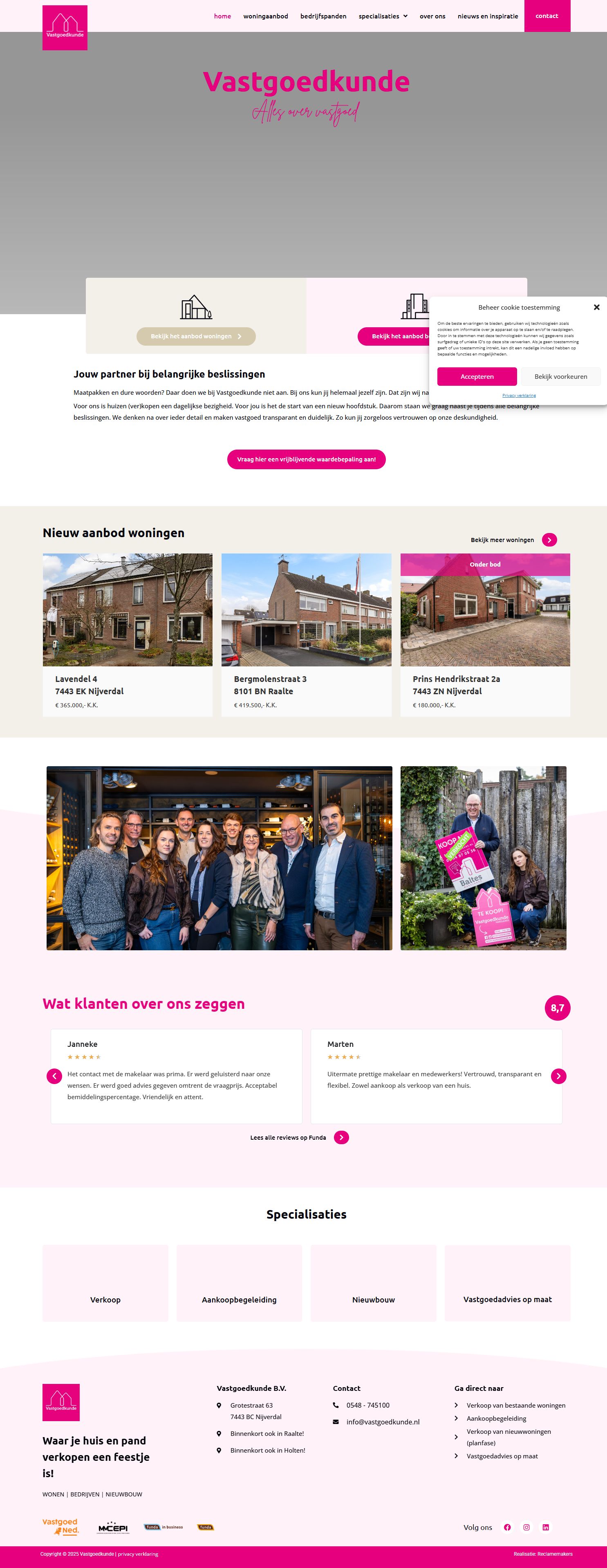 Screenshot der Website von www.vastgoedkunde.nl