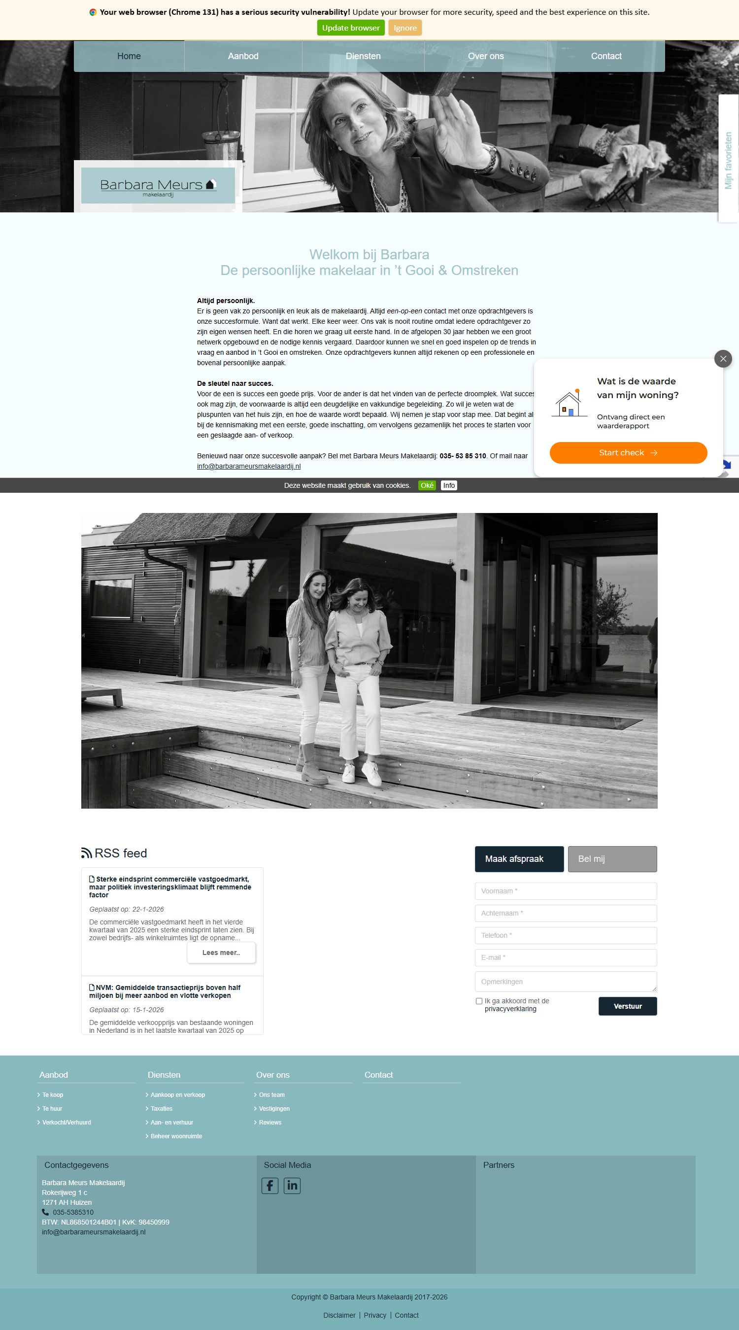 Screenshot van de website van www.barbarameursmakelaardij.nl