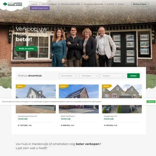 Screenshot van de website van www.bartjansenmakelaars.nl