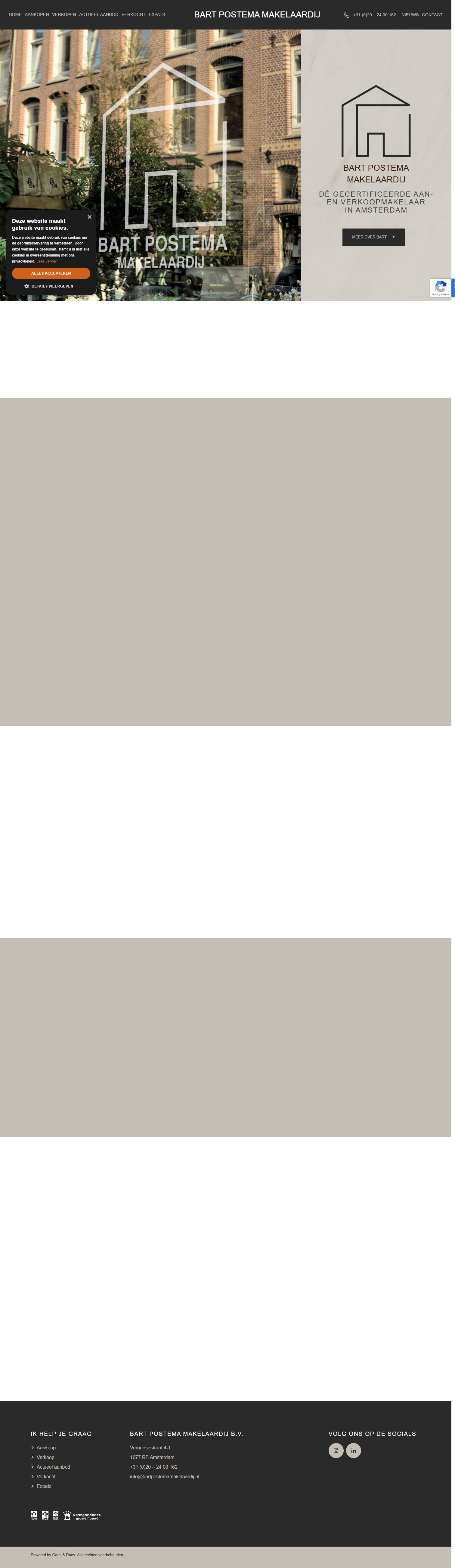 Screenshot der Website von bartpostemamakelaardij.nl